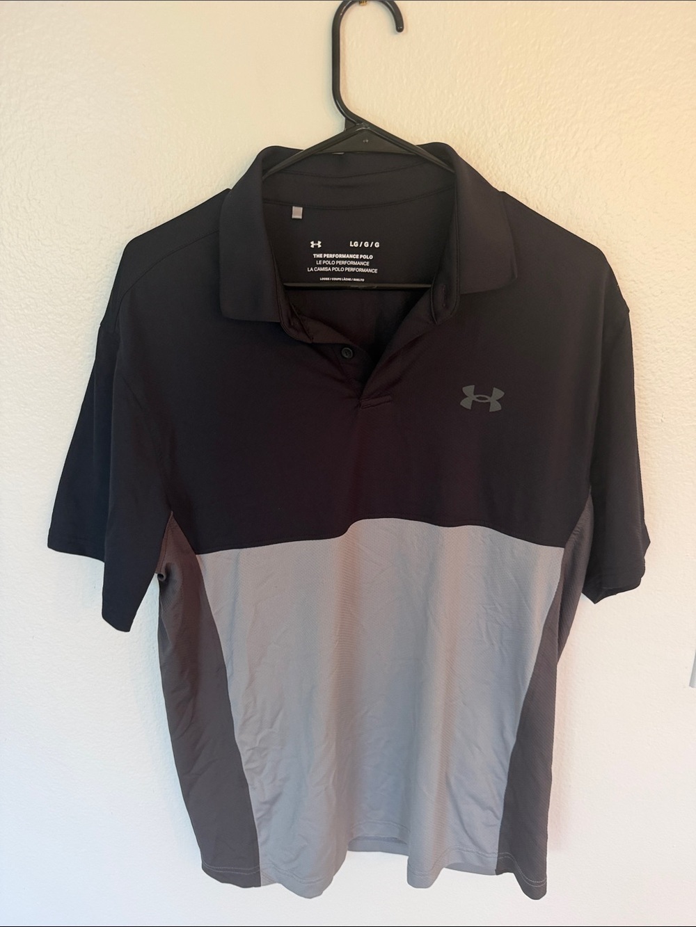 Under Armour Black and Gray Men’s Colorblock Polo